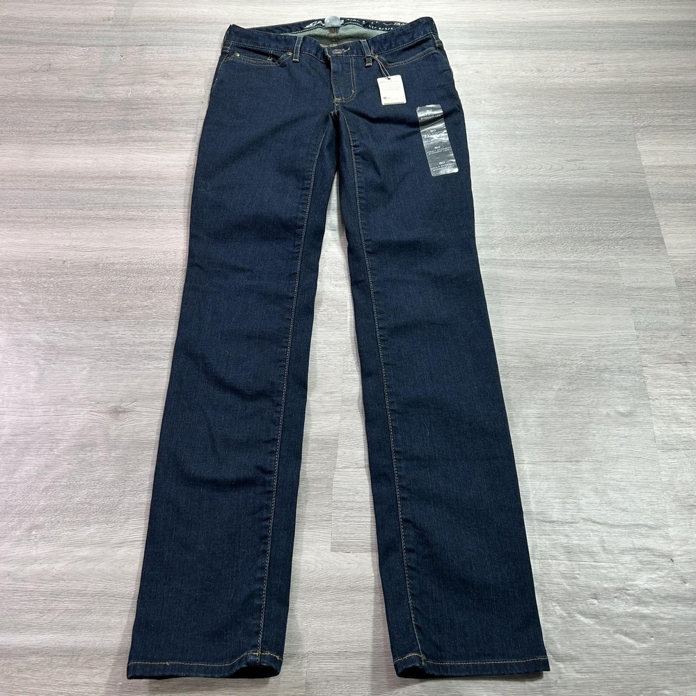 NEW Eddie Bauer Truly Straight‎ Jeans Womens 0 Blue Straight Leg Stretch Denim